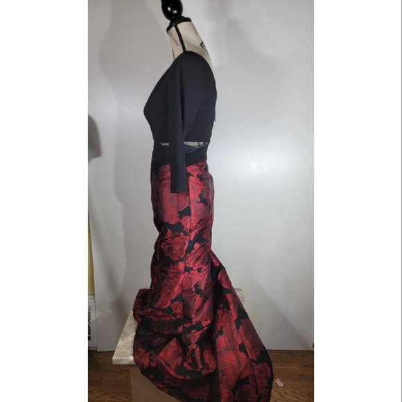 Xscape Womens Long Mermaid Brocade Skirt with Long Sleeved Ity Top, Size 4 NWOT - Picture 5 of 6